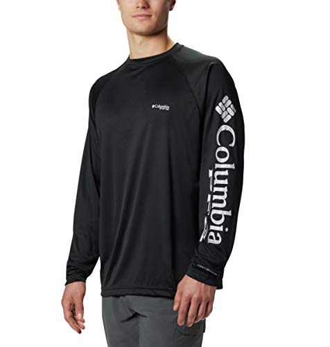 Columbia PFG Terminal Tackle™ Herren-T-Shirt, langärmelig, Schwarz/Cool Grey Logo, Größe M von Columbia