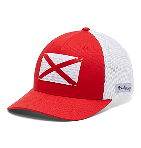 Columbia Unisex Erwachsene – High Crown PFG Mesh Fish Flag Ball Cap, Red Spark, Alabama-Flagge, Größe L-XL US von Columbia