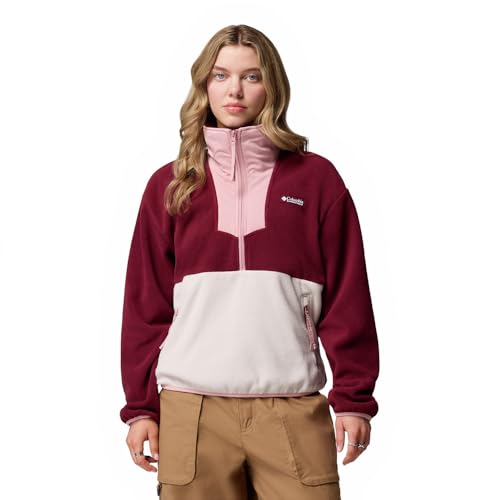 Columbia Women's Sequoia Grove Half Zip Fleece Pull Over, Rich Wine, Dark Stone, Eraser Pink, XL von Columbia