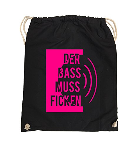 Comedy Bags - DER BASS MUSS Ficken - Turnbeutel - 37x46cm - Farbe: Schwarz/Pink von Comedy Bags