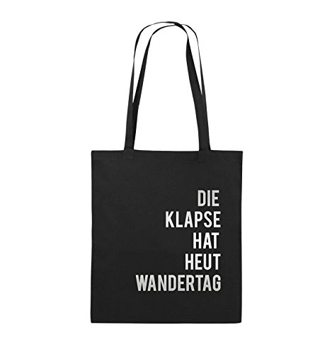 Comedy Bags - DIE Klapse HAT HEUT Wandertag - Jutebeutel - Lange Henkel - 38x42cm - Farbe: Schwarz/Silber von Comedy Bags