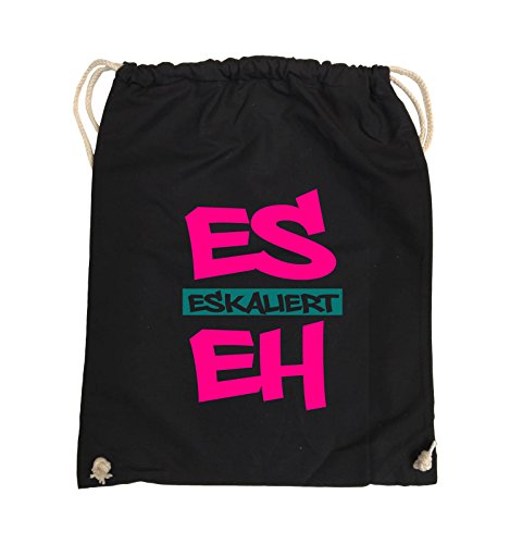 Comedy Bags - Es eskaliert eh - Graffiti - Turnbeutel - 37x46cm - Farbe: Schwarz/Pink-Türkis von Comedy Bags