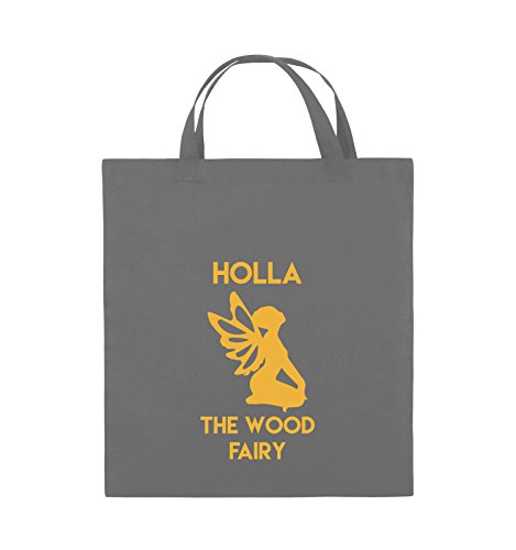 Comedy Bags - Holla The Wood Fairy - Jutebeutel - Kurze Henkel - 38x42cm - Farbe: Dunkelgrau/Gelb von Comedy Bags