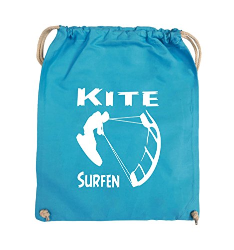 Comedy Bags - Kite SURFEN - MOTIV1 - Turnbeutel - 37x46cm - Farbe: Hellblau/Weiss von Comedy Bags
