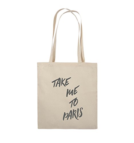 Comedy Bags - TAKE ME to Paris - Jutebeutel - Lange Henkel - 38x42cm - Farbe: Natural/Grau von Comedy Bags
