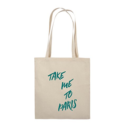 Comedy Bags - TAKE ME to Paris - Jutebeutel - Lange Henkel - 38x42cm - Farbe: Natural/Türkis von Comedy Bags