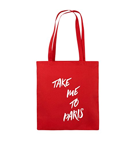 Comedy Bags - TAKE ME to Paris - Jutebeutel - Lange Henkel - 38x42cm - Farbe: Rot/Weiss von Comedy Bags