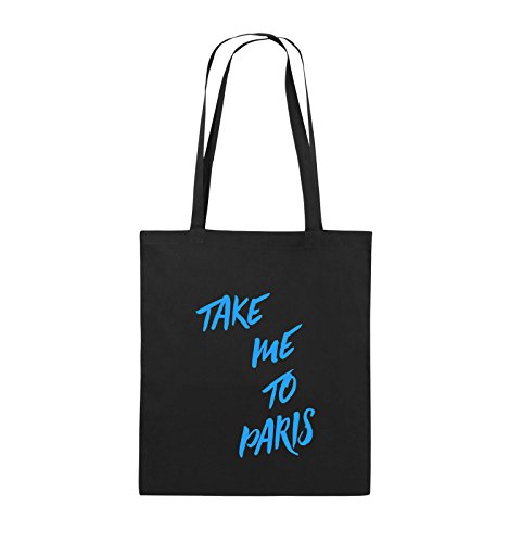 Comedy Bags - TAKE ME to Paris - Jutebeutel - Lange Henkel - 38x42cm - Farbe: Schwarz/Blau von Comedy Bags