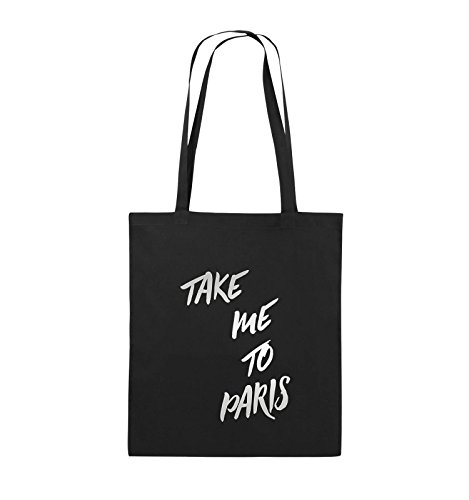 Comedy Bags - TAKE ME to Paris - Jutebeutel - Lange Henkel - 38x42cm - Farbe: Schwarz/Silber von Comedy Bags
