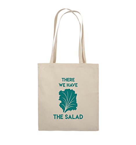 Comedy Bags - There WE Have The Salad - Jutebeutel - Lange Henkel - 38x42cm - Farbe: Natural/Türkis von Comedy Bags