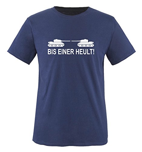 BIS EINER HEULT!. UNISEX T-Shirt Größe S - Navy/Weiss von Comedy Shirts