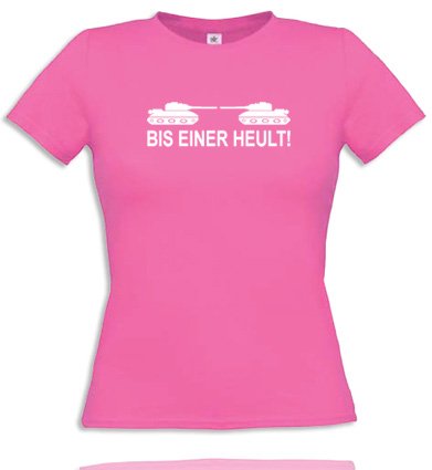 BIS EINER HEULT!. Women T-Shirt Größe M - Pink/Weiss von Comedy Shirts