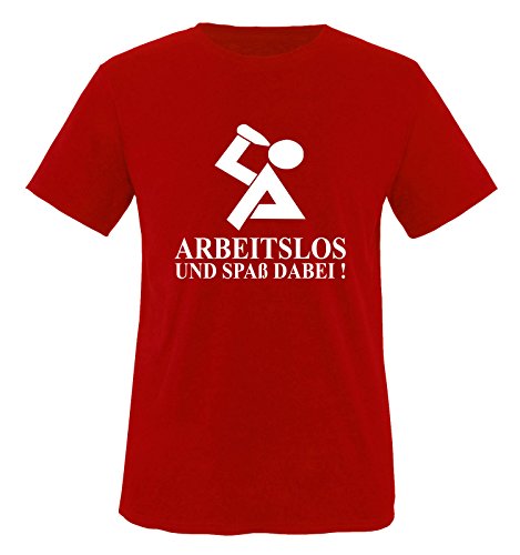 Comedy Shirts ARBEITSLOS UND Spass DABEI. Herren T-Shirt T-Shirt Größe XL - Rot/Weiss von Comedy Shirts