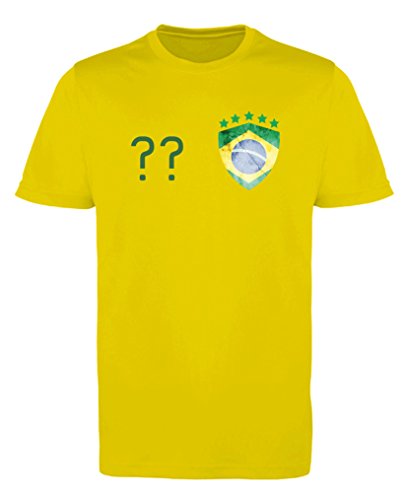 Comedy Shirts - Brasilien Trikot - Wappen: Klein - Wunsch - Herren Trikot - Gelb/Dunkelgrün Gr. XL von Comedy Shirts
