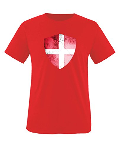 Comedy Shirts - Dänemark Trikot - Wappen: Groß - Wunsch - Kinder T-Shirt - Rot/Weiss Gr. 134-146 von Comedy Shirts