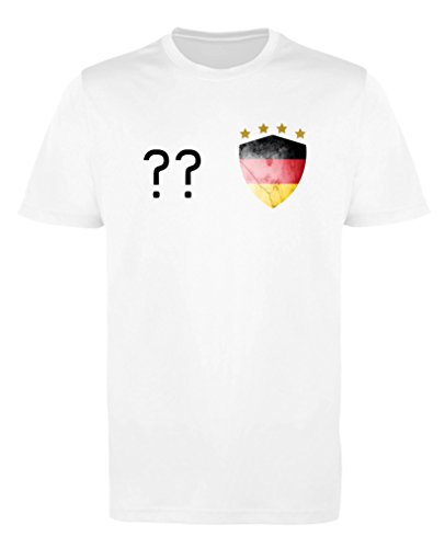 Comedy Shirts - Deutschland Trikot - Wappen: Klein - Wunsch - Herren Trikot - Weiss/Schwarz Gr. L von Comedy Shirts