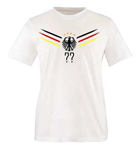 Comedy Shirts - Deutschland WM 2014 - Wunsch - Kinder T-Shirt - Weiss/Schwarz-Rot-Gelb Gr. 110-116 von Comedy Shirts