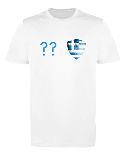 Comedy Shirts - Griechenland Trikot - Wappen: Klein - Wunsch - Herren Trikot - Weiss/Blau Gr. M von Comedy Shirts