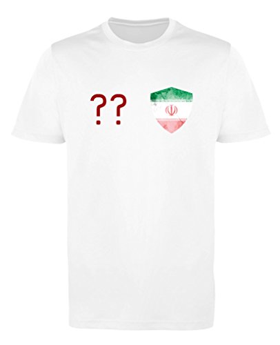 Comedy Shirts - Iran Trikot - Wappen: Klein - Wunsch - Herren Trikot - Weiss/Rot Gr. M von Comedy Shirts