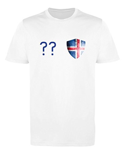 Comedy Shirts - Island Trikot - Wappen: Klein - Wunsch - Damen Trikot - Weiss/Royalblau Gr. M von Comedy Shirts