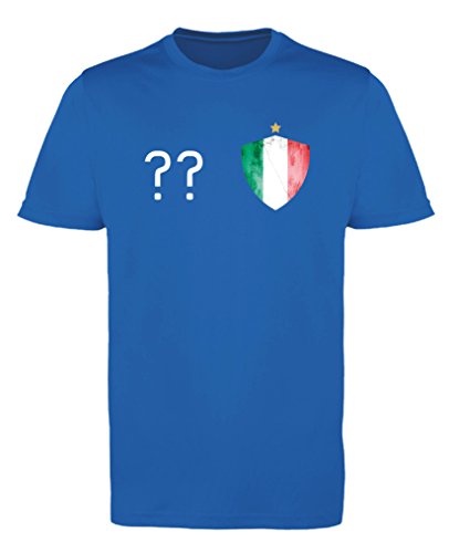 Comedy Shirts - Italien Trikot - Wappen: Klein - Wunsch - Jungen Trikot - Royalblau/Weiss Gr. 98-104 von Comedy Shirts