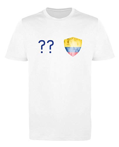 Comedy Shirts - Kolumbien Trikot - Wappen: Klein - Wunsch - Damen Trikot - Weiss/Royalblau Gr. XS von Comedy Shirts