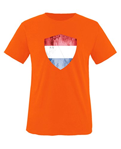 Comedy Shirts - Niederlande Trikot - Wappen: Groß - Wunsch - Kinder T-Shirt - Orange/Royalblau Gr. 86-92 von Comedy Shirts