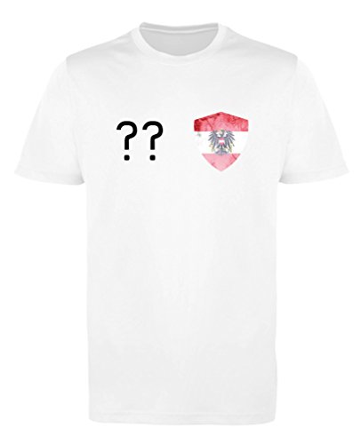 Comedy Shirts - Österreich Trikot - Wappen: Klein - Wunsch - Jungen Trikot - Weiss/Schwarz Gr. 152-164 von Comedy Shirts