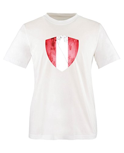 Comedy Shirts - Peru Trikot - Wappen: Groß - Wunsch - Kinder T-Shirt - Weiss/Rot Gr. 98-104 von Comedy Shirts