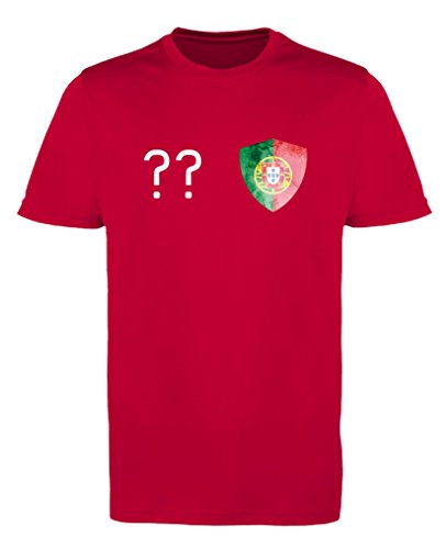 Comedy Shirts - Portugal Trikot - Wappen: Klein - Wunsch - Jungen Trikot - Rot/Weiss Gr. 134-146 von Comedy Shirts