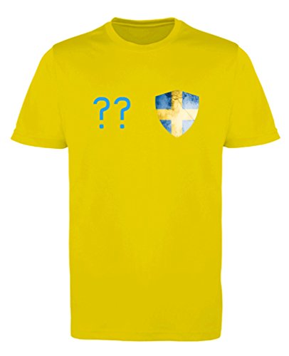 Comedy Shirts - Schweden Trikot - Wappen: Klein - Wunsch - Herren Trikot - Gelb/Blau Gr. XXL von Comedy Shirts