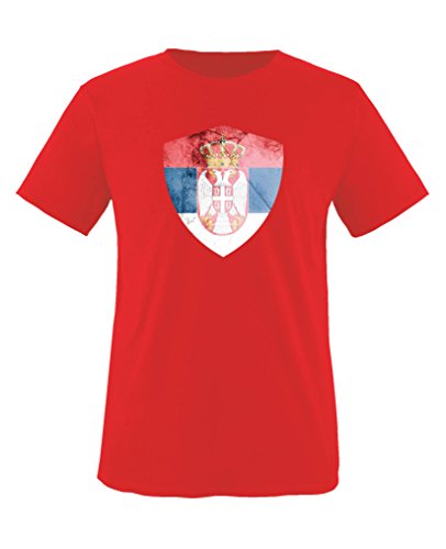 Comedy Shirts - Serbien Trikot - Wappen: Groß - Wunsch - Kinder T-Shirt - Rot/Weiss Gr. 152-164 von Comedy Shirts