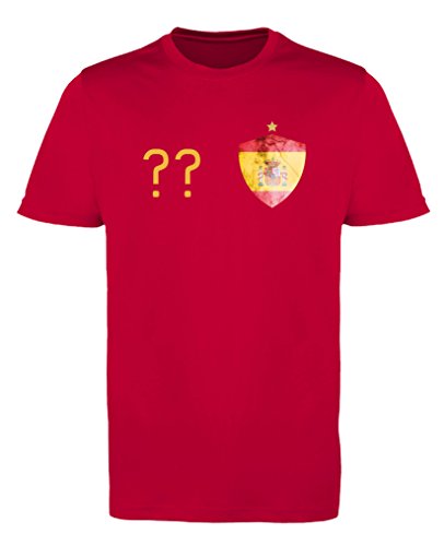 Comedy Shirts - Spanien Trikot - Wappen: Klein - Wunsch - Jungen Trikot - Rot/Gelb Gr. 110-116 von Comedy Shirts