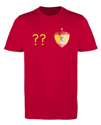 Comedy Shirts - Spanien Trikot - Wappen: Klein - Wunsch - Mädchen Trikot - Rot/Gelb Gr. 152-164 von Comedy Shirts