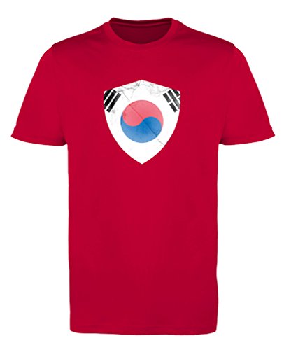 Comedy Shirts - Südkorea Trikot - Wappen: Groß - Wunsch - Herren Trikot - Rot/Weiss Gr. L von Comedy Shirts