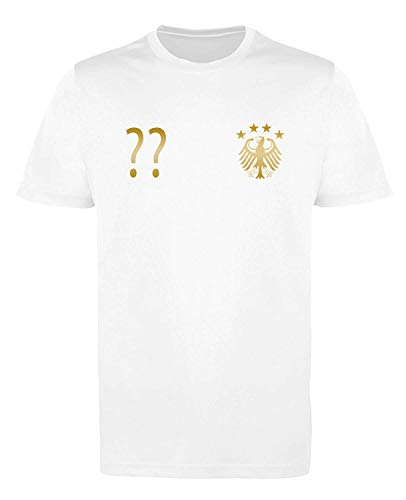 Comedy Shirts Trikot - DE - WUNSCHDRUCK - Herren Trikot - Weiss/Gold Gr. XL von Comedy Shirts