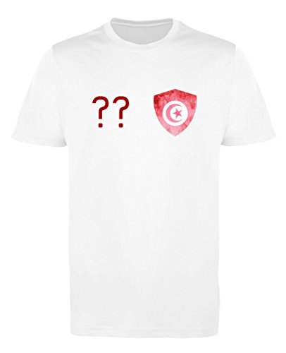 Comedy Shirts - Tunesien Trikot - Wappen: Klein - Wunsch - Jungen Trikot - Weiss/Rot Gr. 110-116 von Comedy Shirts