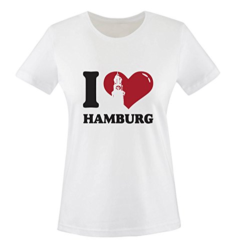I Love Hamburg. Damen Fun T-Shirt Weiss Gr. XL von Comedy Shirts