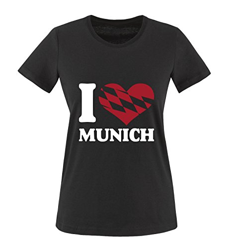 I Love Munich... Damen Fun T-Shirt Schwarz Gr. M von Comedy Shirts