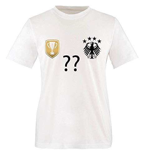 Trikot - Deluxe 2016 - DE - WUNSCHDRUCK - Kinder T-Shirt - Weiss/Schwarz-Gold Gr. 152-164 von Comedy Shirts