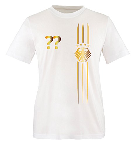 Trikot - MOTIV1 - DE - WUNSCHDRUCK - Kinder T-Shirt - Weiss/Gold Gr. 110-116 von Comedy Shirts