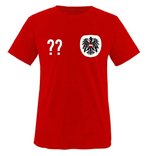 Trikot - at - WUNSCHDRUCK - Kinder T-Shirt - Rot/Weiss-Schwarz Gr. 152-164 von Comedy Shirts