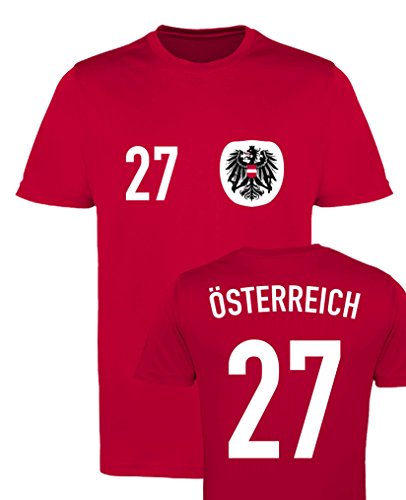 WM EM Trikot - ÖSTERREICH 27 - Herren T-Shirt - Rot/Weiss-Schwarz Gr. XL von Comedy Shirts
