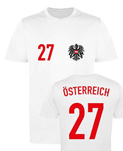 WM EM Trikot - ÖSTERREICH 27 - Herren T-Shirt - Weiss/Rot-Schwarz Gr. 3XL von Comedy Shirts