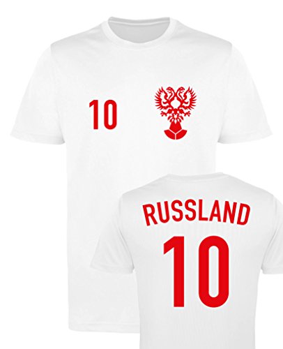 WM EM Trikot - Russland 10 - Mädchen T-Shirt - Weiss/Rot Gr. 152-164 von Comedy Shirts