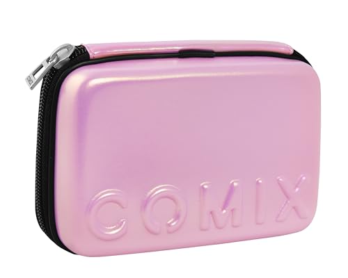 Comix Flash - Maxi-Federmäppchen mit Reißverschluss, Innentasche mit atmungsaktivem PVC-Fenster, 36 elastische Schlaufen zum Organisieren von Stiften, Bleistiften, Markern, 21 x 6,5 x 14,5 cm - Rosa, von Comix