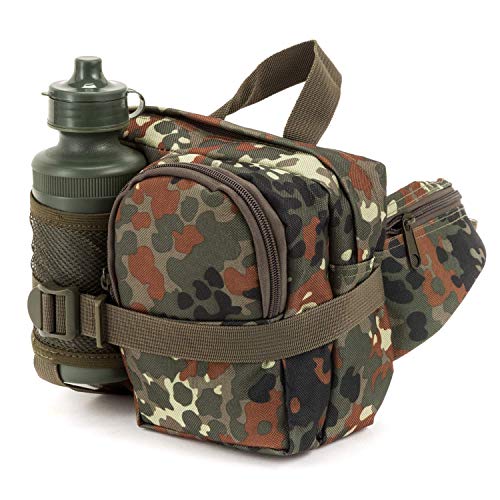 Commando Industries Bauchtasche mit Trinkflasche Gürteltasche Schwarz BW Flecktarn Outdoor Pack (Bundeswehr–Flecktarn) von Commando Industries