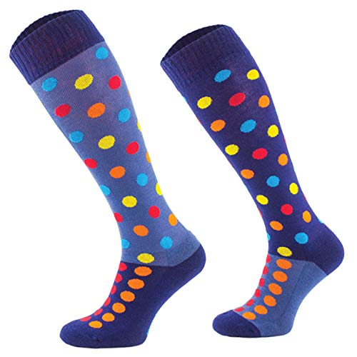 Comodo 3 Paar lustige Socken witzig für Damen & Teenager | Bunte unterschiedliche Reitstrümpfe | Kniestrümpfe bunt Jugendliche | Reitsocken lustig mit Muster | SJBW, 017 Farbige Punkte, Gr. 35-38 von Comodo