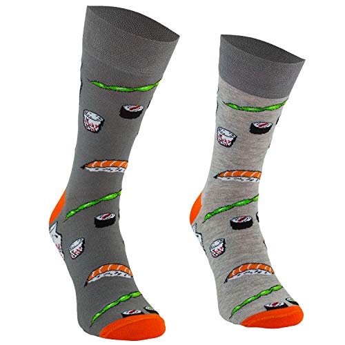 Comodo 3 Paar witzige unterschiedliche Socken für Damen & Herren | Geschenk Baumwollsocken | Funny Socks for Women Men | 001 Sushi, 39-42 | SM1 von Comodo