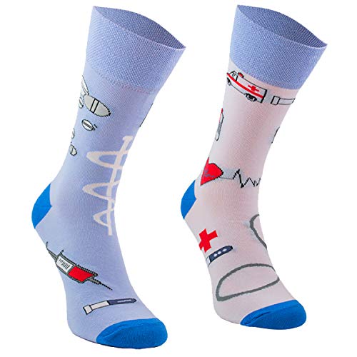 Comodo 3 er Set Socken Damen Herren | lustige Bunte unterschiedliche Baumwollsocken | Cotton Socks Doktor | mit Arzt Motiv | SM1, 025 Ärzte, 39-42 von Comodo